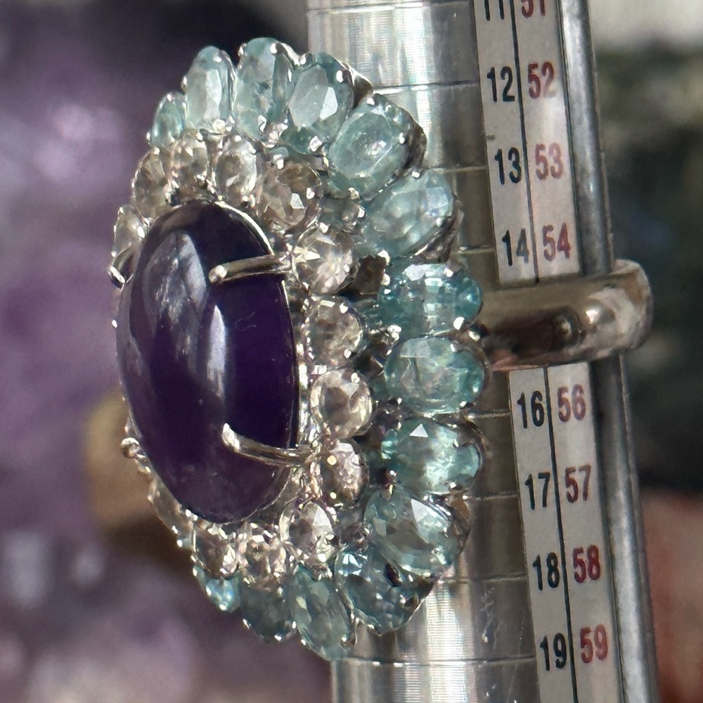 Gorgeous high end gemstone statement cocktail sterling silver ring - Picture 10 of 10